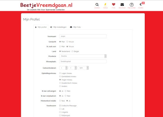 Profiel invullen met je sexuele voorkeuren