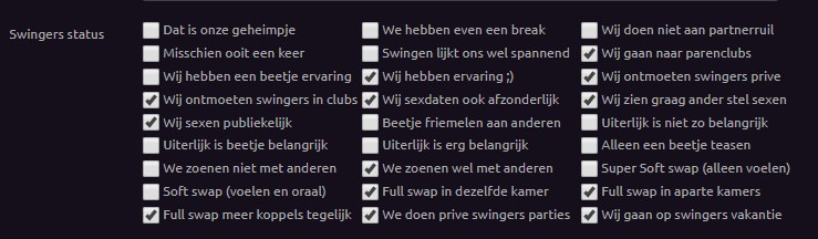 Swingers dating status