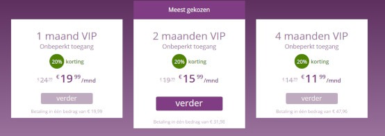 Novamora prijzen vip lid