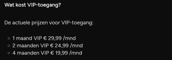 Novamora Prijzen Vip Abonnement